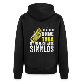 Tuba Tubaspieler Musik Spruch - Unisex Premium Bio Zip Hoodie - Schwarz - Hinten - Nico (187cm)