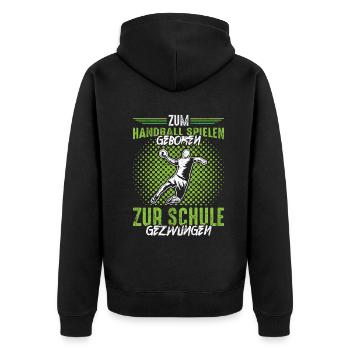 Handball | Handballer Handballspieler - Unisex Premium Bio Zip Hoodie - Schwarz - Hinten - Nico (187cm)