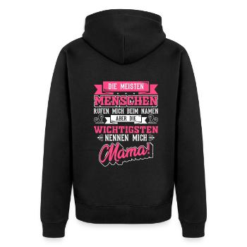 Mama Muttertag - Unisex Premium Bio Zip Hoodie - Schwarz - Hinten - Nico (187cm)