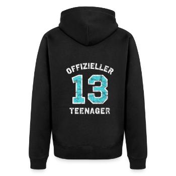 Teenager 13. Geburtstag Mädchen Junge - Unisex Premium Bio Zip Hoodie - Schwarz - Hinten - Nico (187cm)