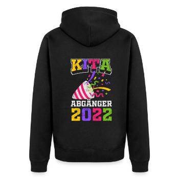 Einschulung | Kita Abgänger 2022 Geschenk - Unisex Premium Bio Zip Hoodie - Schwarz - Hinten - Nico (187cm)