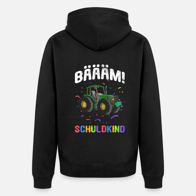 Einschulung | Bäääm! Schulkind - Unisex Premium Bio Zip Hoodie - Schwarz