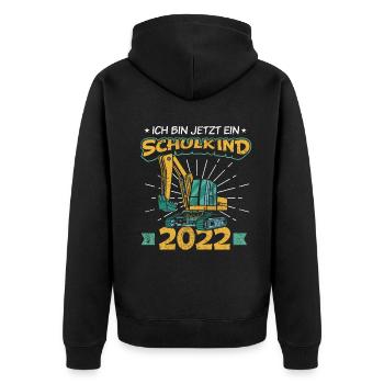 Einschulung Geschenk | Einschulung Jungen Geschenk - Unisex Premium Bio Zip Hoodie - Schwarz - Hinten - Nico (187cm)