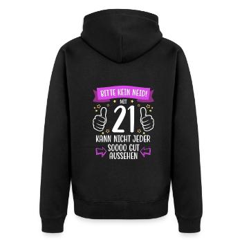 21 Geburtstag Mann Frau Lustig 21 Jahre - Unisex Premium Bio Zip Hoodie - Schwarz - Hinten - Nico (187cm)