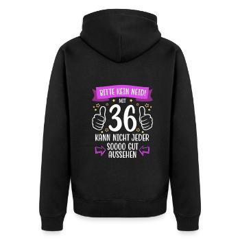 36 Geburtstag Mann Frau Lustig 36 Jahre - Unisex Premium Bio Zip Hoodie - Schwarz - Hinten - Nico (187cm)