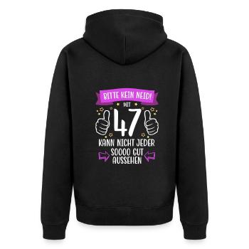 47 Geburtstag Mann Frau Lustig 47 Jahre - Unisex Premium Bio Zip Hoodie - Schwarz - Hinten - Nico (187cm)