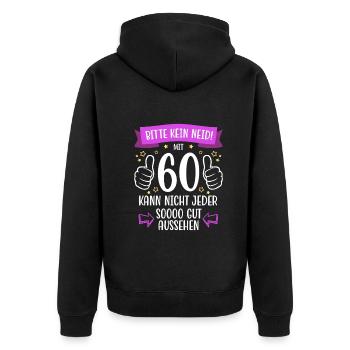 60 Geburtstag Mann Frau Lustig 60 Jahre - Unisex Premium Bio Zip Hoodie - Schwarz - Hinten - Nico (187cm)