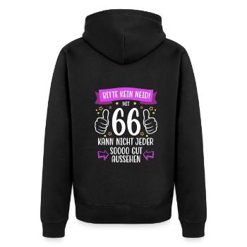 66 Geburtstag Mann Frau Lustig 66 Jahre - Unisex Premium Bio Zip Hoodie - Schwarz - Hinten - Nico (187cm)