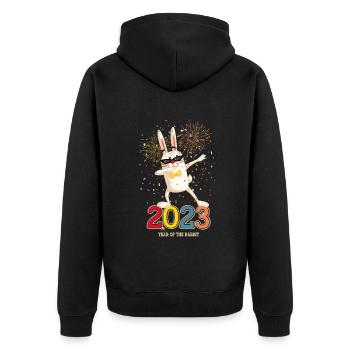 Fête du Nouvel An Bonne Année 2023 - Veste à capuche bio Premium Unisexe - noir - Dos - Nico (187cm)