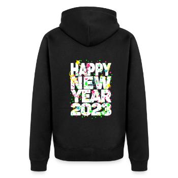 Fête du Nouvel An Bonne Année 2023 - Veste à capuche bio Premium Unisexe - noir - Dos - Nico (187cm)