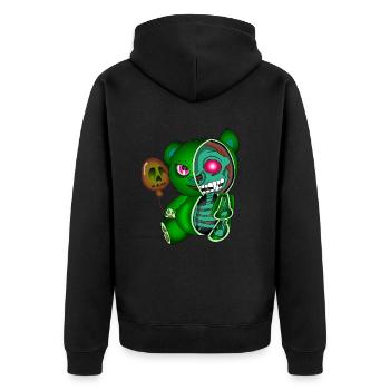 Skull Teddy Bear Skeleton Bear Halloween Shirt - Unisex Premium Organic Zip Hoodie - black - Back - Nico (187cm)