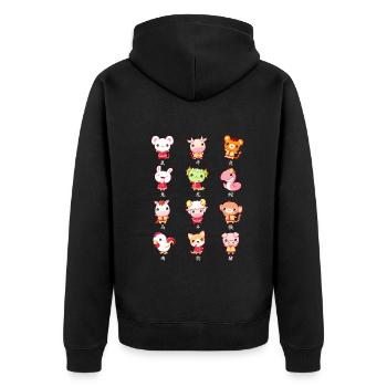 Kawaii Chinese New Year Tierkreiszeichen - Unisex Premium Bio Zip Hoodie - Schwarz - Hinten - Nico (187cm)