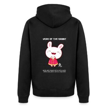 Kawaii Chinese New Year Tierkreiszeichen - Unisex Premium Bio Zip Hoodie - Schwarz - Hinten - Nico (187cm)