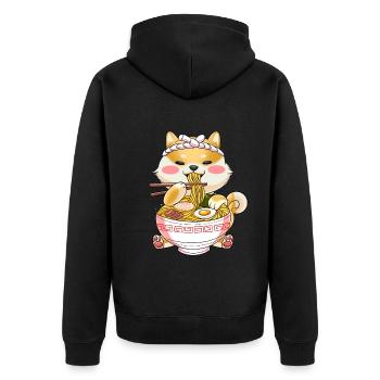 Ramen Cat Japan Kawaii - Unisex Premium Organic Zip Hoodie - black - Back - Nico (187cm)