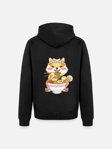Ramen Cat Japan Kawaii - Unisex Premium Organic Zip Hoodie - black