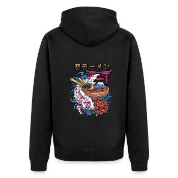 Ramen Cat Japan Kawaii - Unisex Premium Organic Zip Hoodie - black - Back - Nico (187cm)