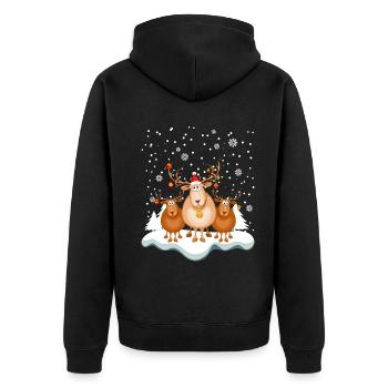 Renne Drôle d’hiver Joyeux Noël - Veste à capuche bio Premium Unisexe - noir - Dos - Nico (187cm)