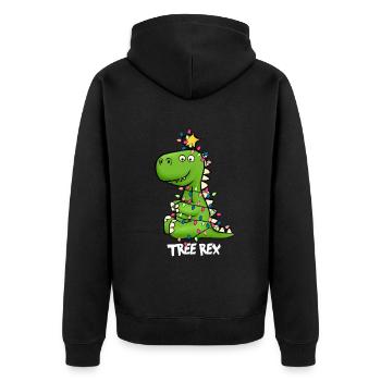 Tree Rex Weihnachten Dinosaurier Kind - Unisex Premium Bio Zip Hoodie - Schwarz - Hinten - Nico (187cm)