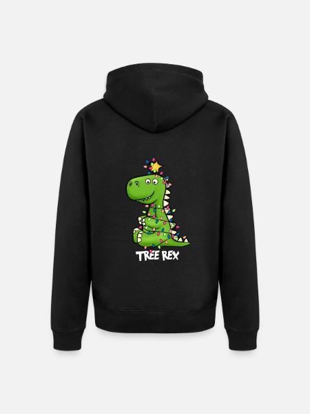 Tree Rex Weihnachten Dinosaurier Kind - Premium økologisk unisex-hættejakke - sort