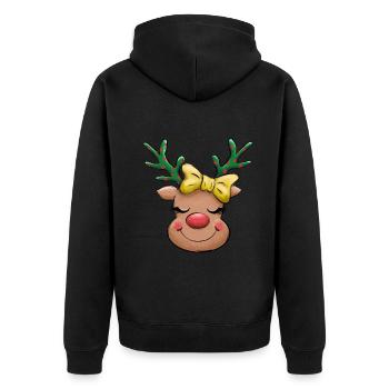 Rentier Lustig Winter Frohe Weihnachten - Unisex Premium Bio Zip Hoodie - Schwarz - Hinten - Nico (187cm)
