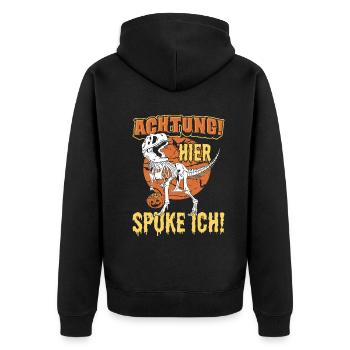 Halloween Kostüm | Skelett Dino Horror-Kostüm - Unisex Premium Bio Zip Hoodie - Schwarz - Hinten - Nico (187cm)