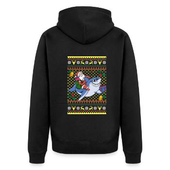 Le Père Noël chevauche un requin laid Noël - Veste à capuche bio Premium Unisexe - noir - Dos - Nico (187cm)