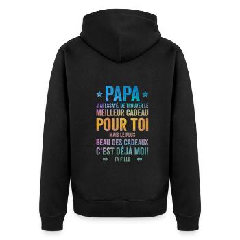 Papa Meilleur Cadeau C'est Moi Ta Fille - Veste à capuche bio Premium Unisexe - noir - Dos - Nico (187cm)