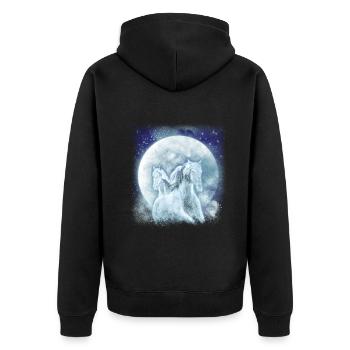 White horses in the moonlight riding horse - Unisex Premium Organic Zip Hoodie - black - Back - Nico (187cm)