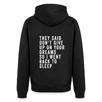 Cool Trendy Teenager Spruch Lustig - Unisex Premium Bio Zip Hoodie - Schwarz - Hinten - Nico (187cm)