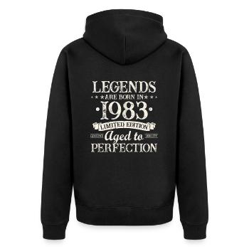Les légendes sont nées en 1983 Cadeau d’anniversaire - Veste à capuche bio Premium Unisexe - noir - Dos - Nico (187cm)