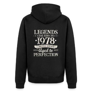 Les légendes sont nées en 1978 Cadeau d’anniversaire - Veste à capuche bio Premium Unisexe - noir - Dos - Nico (187cm)