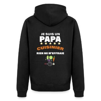 Papa Cuisinier Cadeau Humour - Veste à capuche bio Premium Unisexe - noir - Dos - Nico (187cm)