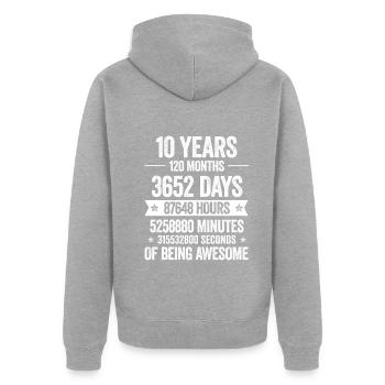 10 Jahre Genial Deko Geburtstag Geschenk Lustig - Unisex Premium Bio Zip Hoodie - Grau meliert - Hinten - Nico (187cm)