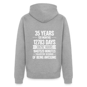 35 Jahre Genial Deko Geburtstag Geschenk Lustig - Unisex Premium Bio Zip Hoodie - Grau meliert - Hinten - Nico (187cm)