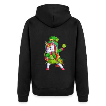 Licorne irlandaise Trèfle vert Saint-Patrick - Veste à capuche bio Premium Unisexe - noir - Dos - Nico (187cm)