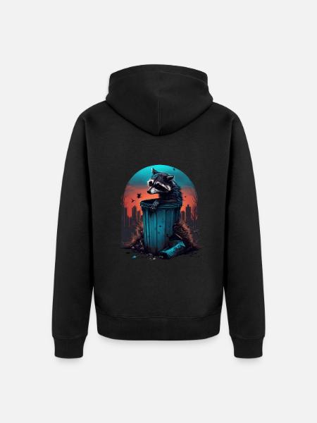 Raccoon Waschbär - Unisex Premium Bio Zip Hoodie - Schwarz