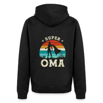 Super Oma Beste Oma Der Welt Muttertag - Unisex Premium Bio Zip Hoodie - Schwarz - Hinten - Nico (187cm)