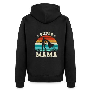 Super Mama Beste Mama Der Welt Muttertag - Unisex Premium Bio Zip Hoodie - Schwarz - Hinten - Nico (187cm)