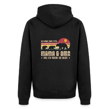 Zwei Titel Mama Oma Muttertag Mama Bär - Unisex Premium Bio Zip Hoodie - Schwarz - Hinten - Nico (187cm)