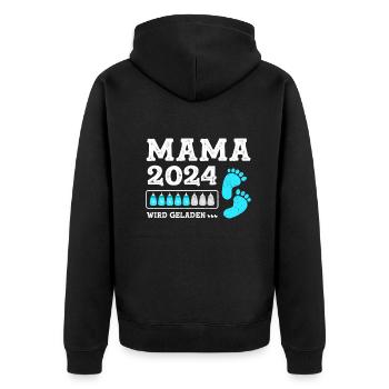 Mutter 2024 Werdende Mama Loading 2024 - Unisex Premium Bio Zip Hoodie - Schwarz - Hinten - Nico (187cm)