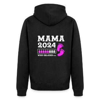 Mutter 2024 Werdende Mama Loading 2024 - Unisex Premium Bio Zip Hoodie - Schwarz - Hinten - Nico (187cm)