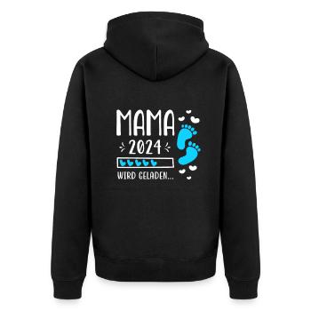 Mutter 2024 Werdende Mama Loading 2024 - Unisex Premium Bio Zip Hoodie - Schwarz - Hinten - Nico (187cm)