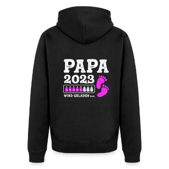 Vater 2023 Werdender Papa Loading 2023 - Unisex Premium Bio Zip Hoodie - Schwarz - Hinten - Nico (187cm)