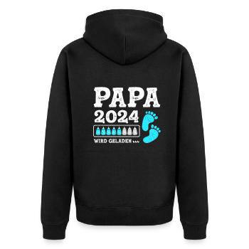 Vater 2024 Werdender Papa Loading 2024 - Unisex Premium Bio Zip Hoodie - Schwarz - Hinten - Nico (187cm)