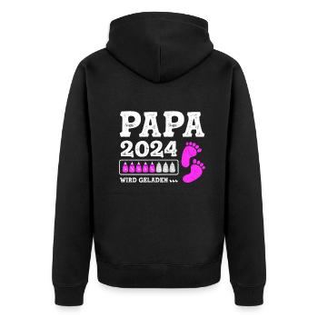 Vater 2024 Werdender Papa Loading 2024 - Unisex Premium Bio Zip Hoodie - Schwarz - Hinten - Nico (187cm)