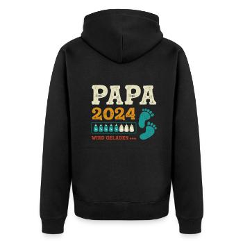 Vater 2024 Werdender Papa Loading 2024 - Unisex Premium Bio Zip Hoodie - Schwarz - Hinten - Nico (187cm)