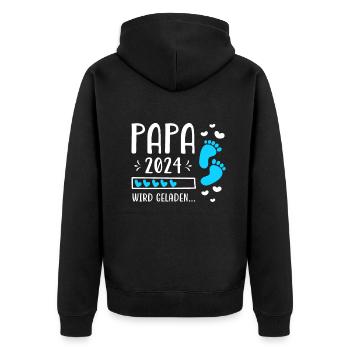 Vater 2024 Werdender Papa Loading 2024 - Unisex Premium Bio Zip Hoodie - Schwarz - Hinten - Nico (187cm)