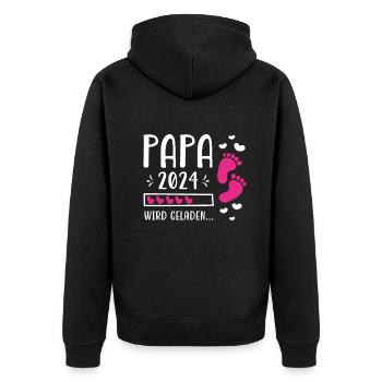 Vater 2024 Werdender Papa Loading 2024 - Unisex Premium Bio Zip Hoodie - Schwarz - Hinten - Nico (187cm)