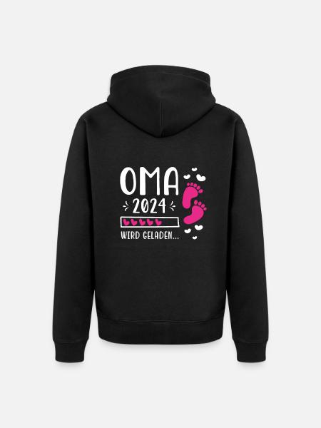 Werdende Oma 2024 Schwangerschaft Verkünden - Unisex Premium Bio Zip Hoodie - Schwarz