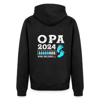 Werdender Opa 2024 Schwangerschaft Verkünden - Unisex Premium Bio Zip Hoodie - Schwarz - Hinten - Nico (187cm)